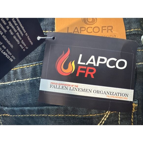 LAPCO FR Modern Jeans Mens 33x34 Flame Resistant Denim Topstitching Workwear NEW - Picture 2 of 9